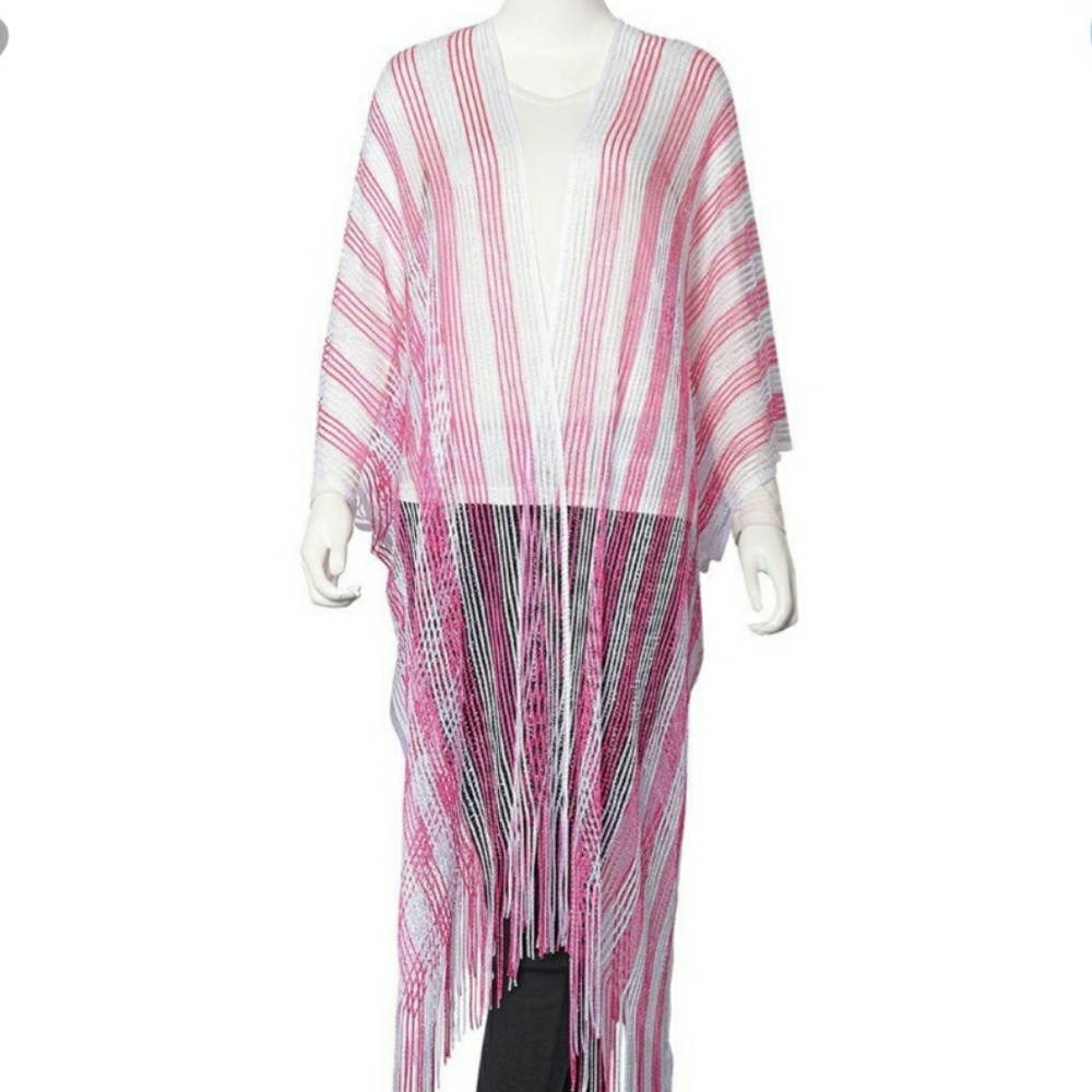 Pink & White Sheer Kimono/ Cover Up